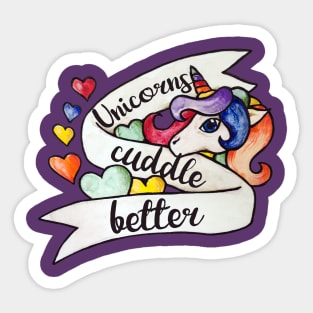 Unicorns Cuddle Better Sticker